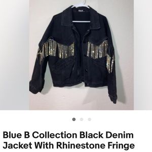 Black jean jacket with Diamond fringe